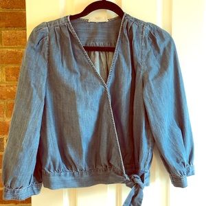 Madewell wrap denim shirt size s